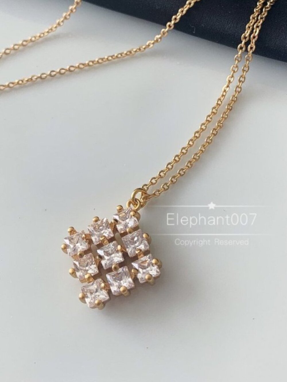Kate Spade Crystal Cluster Pendant Necklace Gold Tone Geometric Charm